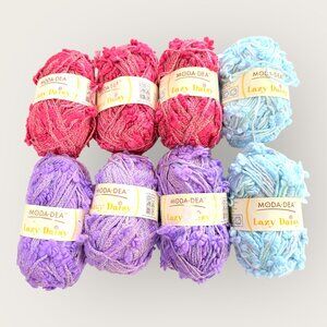 Moda Dea Lazy Daisy Yarn Lot of 8 Skeins Pink Purple Blue